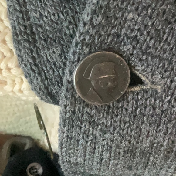 VINTAGE 50s 60s Wool Knit Cardigan Sweater napolean Coin Button Himalaya M - Picture 3 of 10